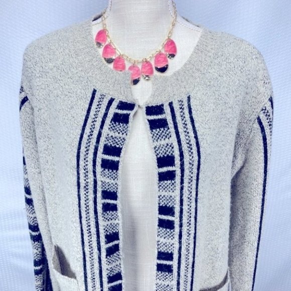 🌟Mia Maddison Long Cardigan Sweater Duster Grey Black Fuzzy Open Front M - Picture 4 of 9